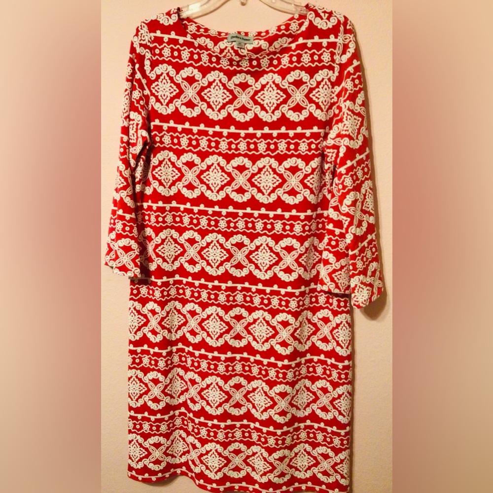 SHELBY & PALMER Pink white sheath bell sleeve dress size XL